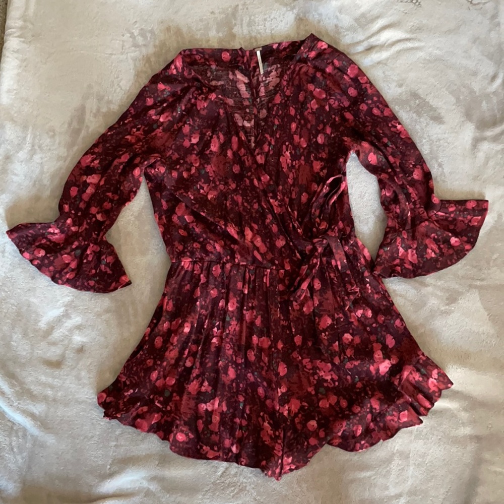 Floral Free People Bell Sleeved Romper